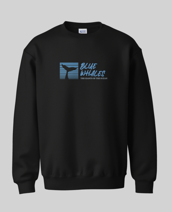 Blue whales giants of the ocean sweatshirt front and back prints