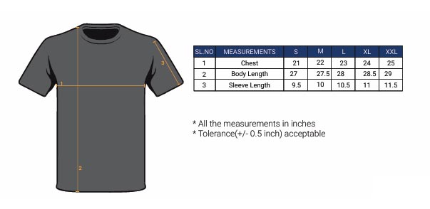 Oversize Tshirt size chart