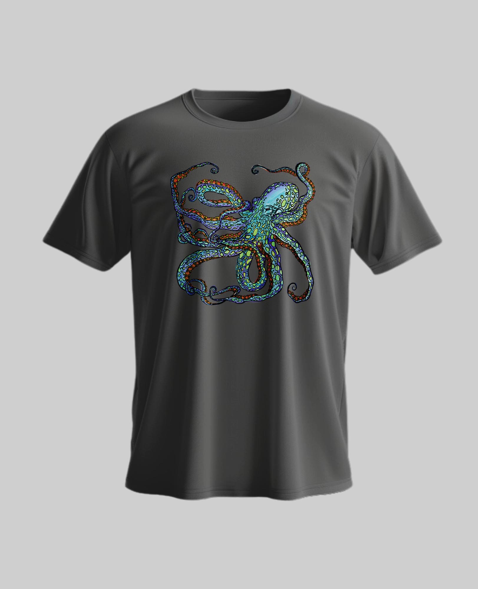 UV octopus by SHP unisex cotton tshirt front print