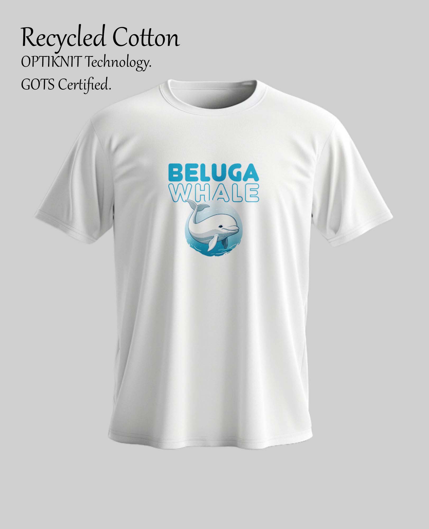 Beluga Whale recycled cotton tshirt front and back prints